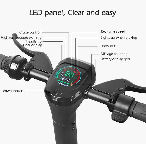 E Scooter, 800W Electric balance scooter.  30 km/h speed 48V / 10.4Ah (standard APP) portable folding LCD instrument, battery removable load 120kg climb 20° range of 45km LED lighting Doba