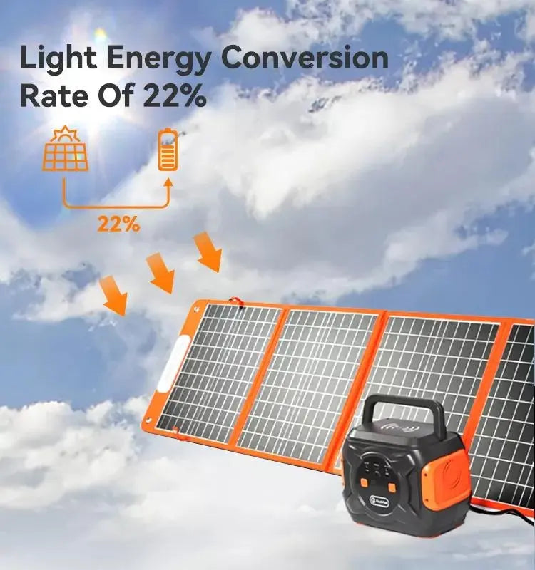 Solar Power Generator, 320W Portable Power Station;  Flashfish 292Wh 80000mAh Solar Generator Backup Power With LASHFISH 18V/100W Foldable Solar Panel;  Portable Solar Charger Doba