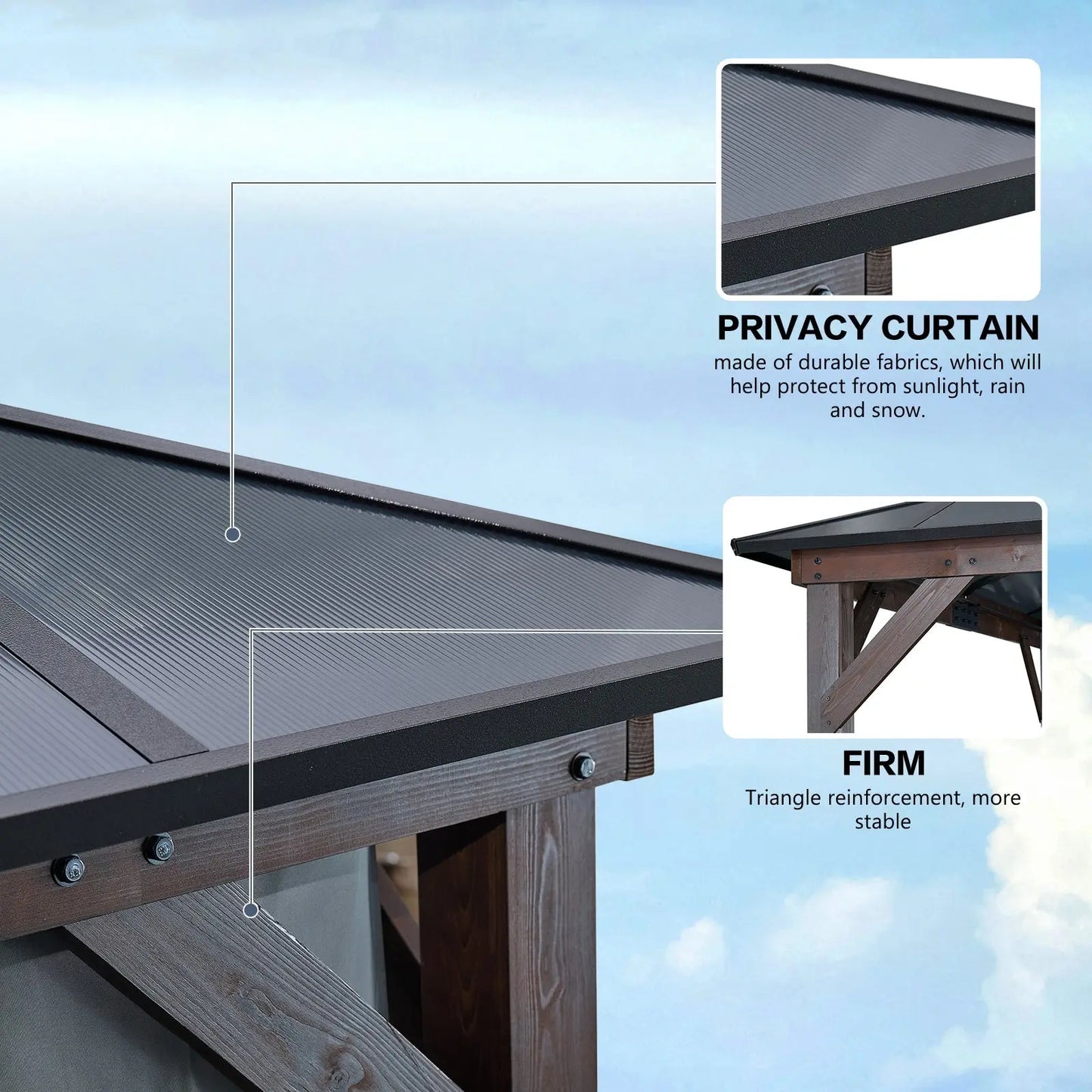 10x13FT Gazebos-Double Roof Sunshade (Wooden Legs)- kk outdoor Doba