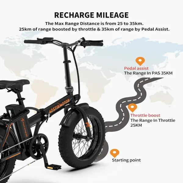 Adult, AOSTIRMOTOR 20" Electric Bicycle 500W Motor 20" Fat Tire With 36V/13Ah Li-Battery Doba