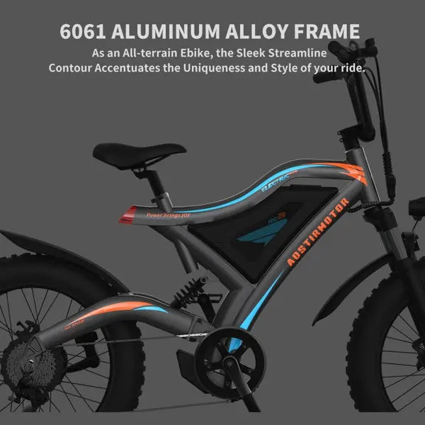 Adult, AOSTIRMOTOR 26" Bicycle 500W Motor 26" Fat Tire With 48V/15Ah Li-Battery S18-MINI New style Doba