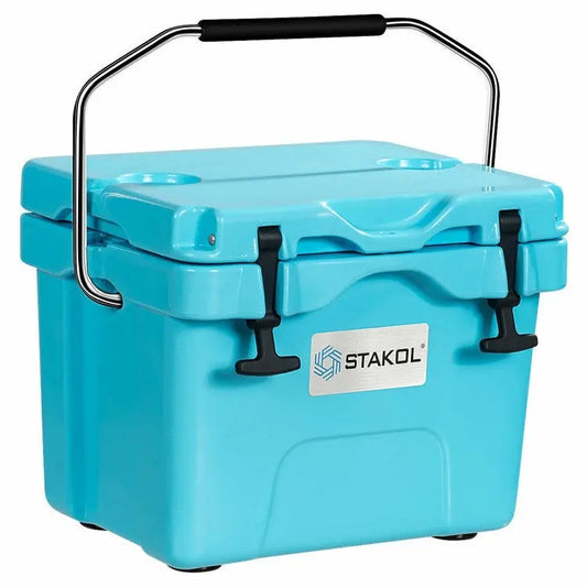 16 Quart 24-Can Capacity Portable Insulated Ice Cooler with 2 Cup Holders Doba