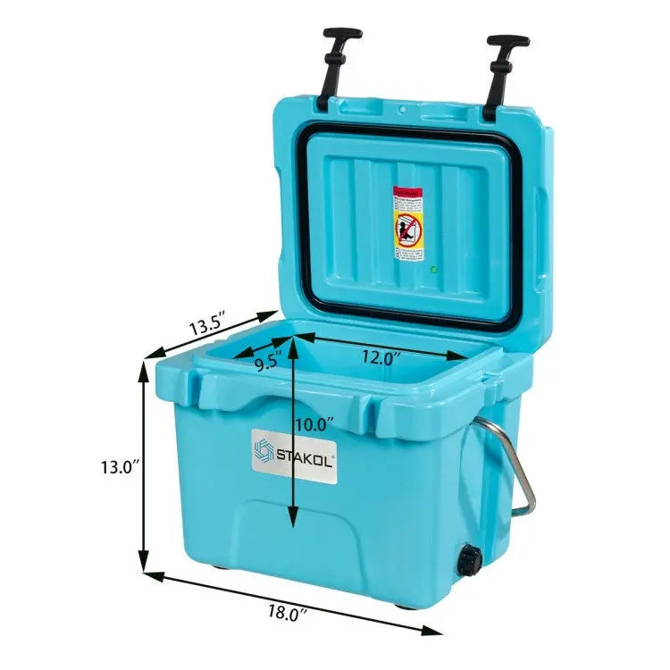 16 Quart 24-Can Capacity Portable Insulated Ice Cooler with 2 Cup Holders Doba