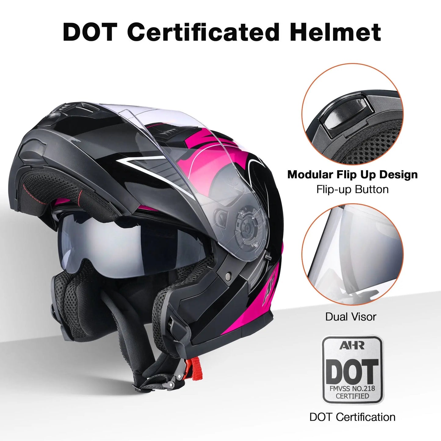 Helmet, Modular Helmet, Motorcycle, Folding Face Guard, BMX, Scooter, Cruiser, XXL Helmet, head circumference range from 24 13/16" to 25 3/16" Doba