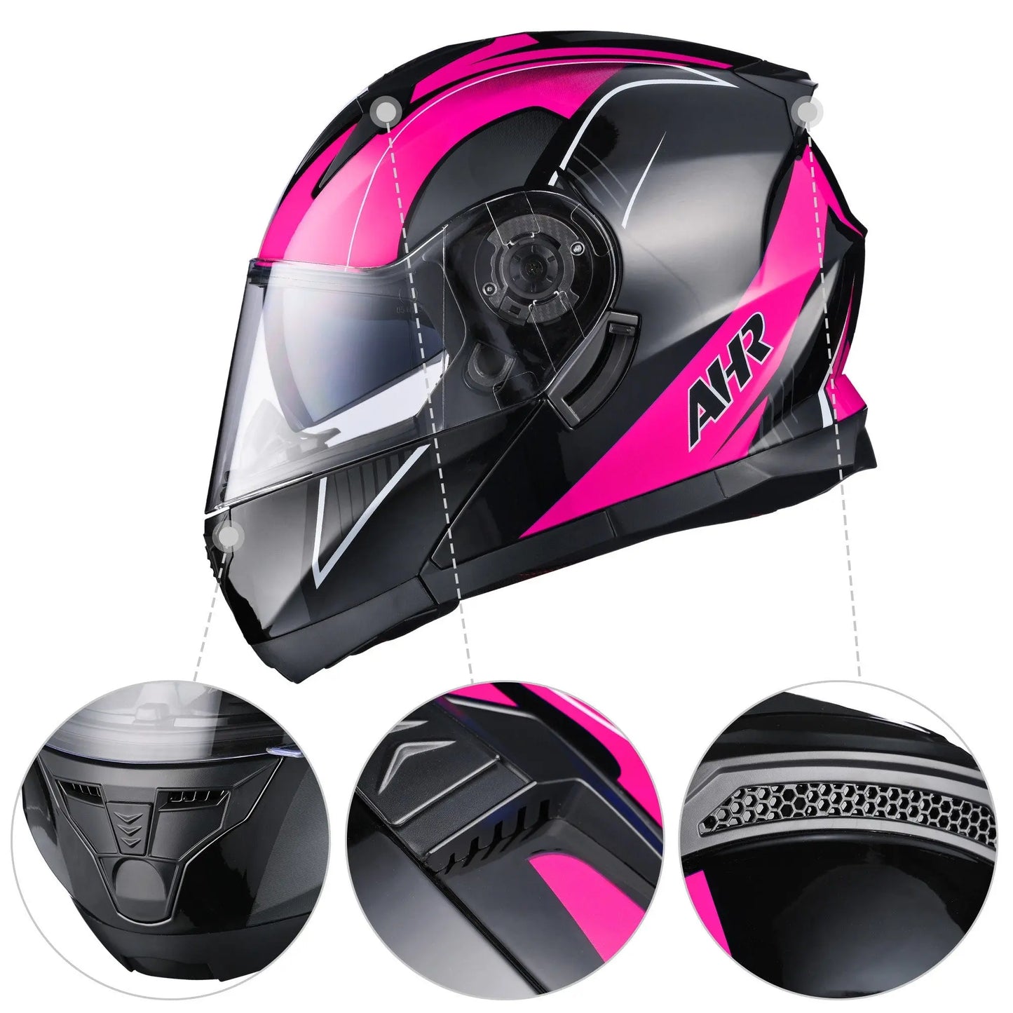 Helmet, Modular Helmet, Motorcycle, Folding Face Guard, BMX, Scooter, Cruiser, XXL Helmet, head circumference range from 24 13/16" to 25 3/16" Doba