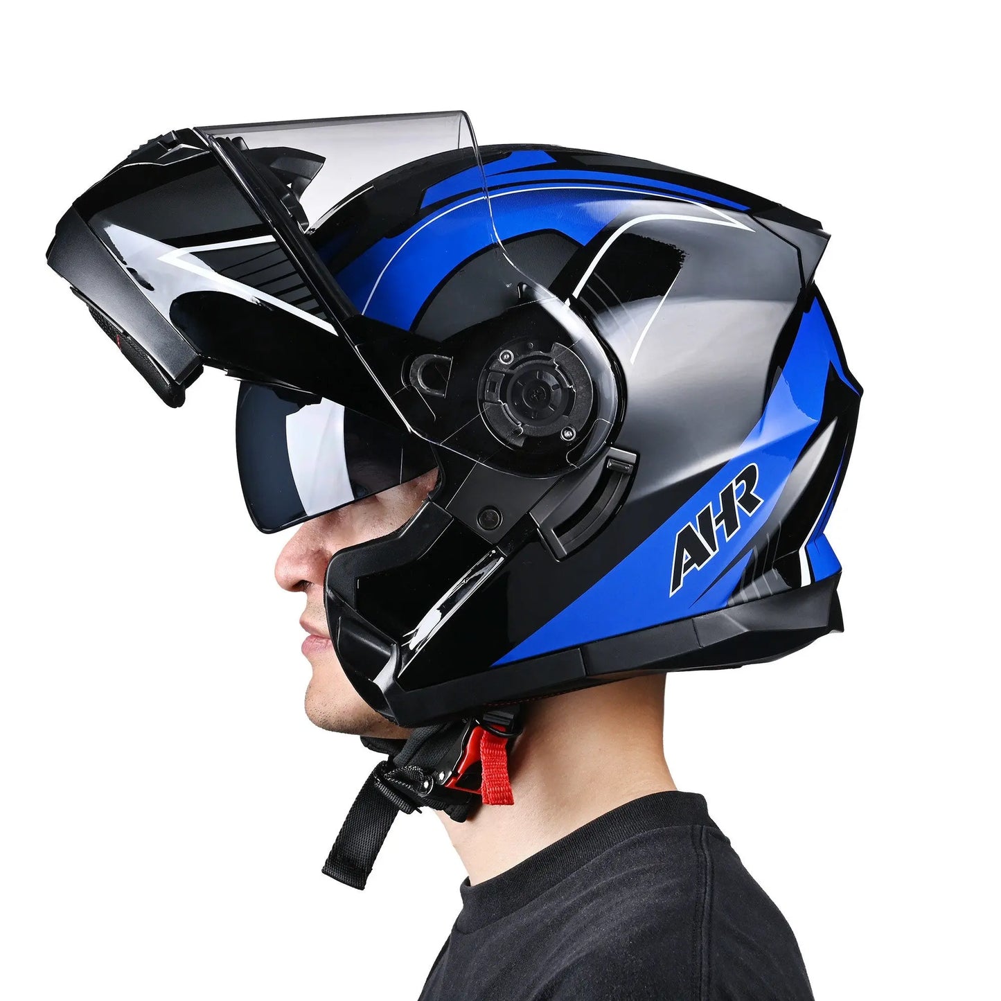 Helmet, Modular Helmet Blue, Motorcycle , BMX, Motocross, Racing Helmet, Medium, 22 7/16" to 22 13/16" (57 to 58 cm) Doba