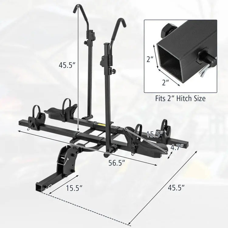 2 Inch Hitch Mount Bike Rack 2-Bike Platform Style Carrier with Tilt-able Design for Easy Trunk Access Doba