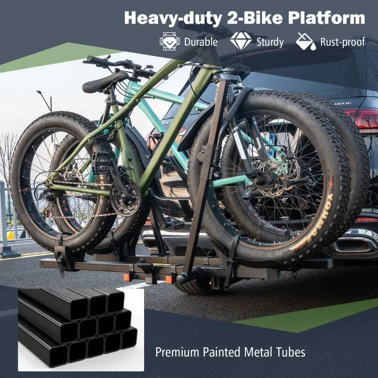 2 Inch Hitch Mount Bike Rack 2-Bike Platform Style Carrier with Tilt-able Design for Easy Trunk Access Doba