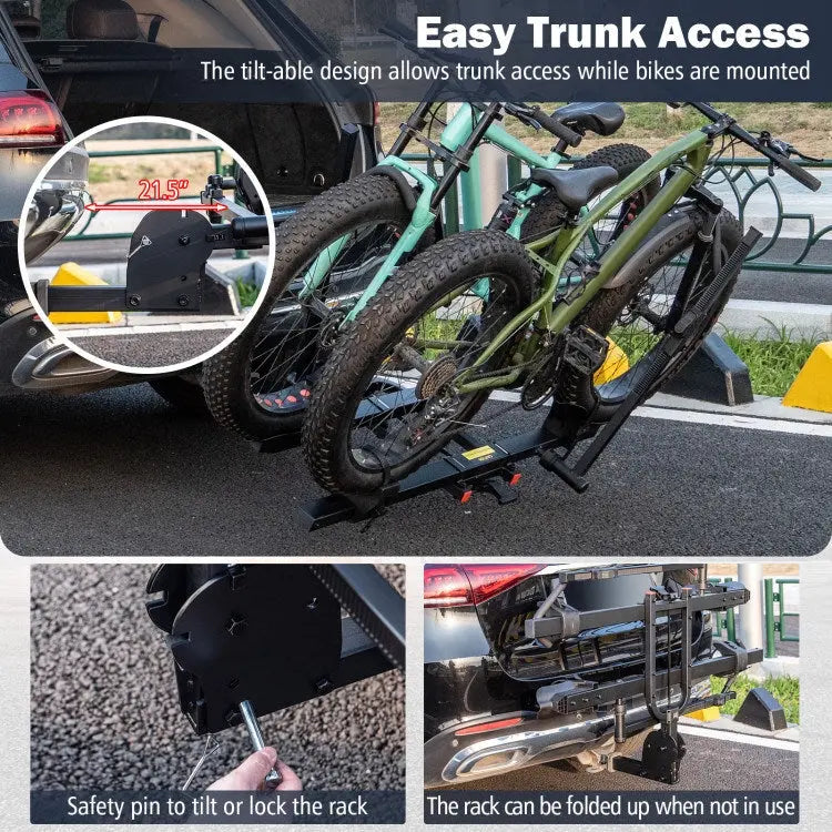 2 Inch Hitch Mount Bike Rack 2-Bike Platform Style Carrier with Tilt-able Design for Easy Trunk Access Doba