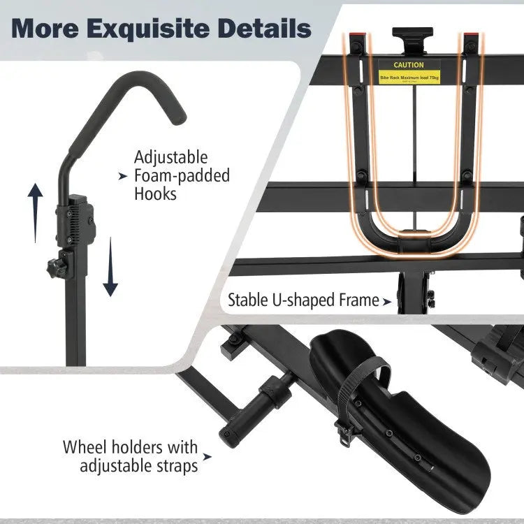 2 Inch Hitch Mount Bike Rack 2-Bike Platform Style Carrier with Tilt-able Design for Easy Trunk Access Doba