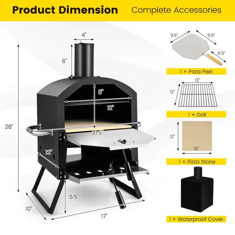 2-Layer Pizza Oven with Removable Cooking Rack and Folding Legs Doba