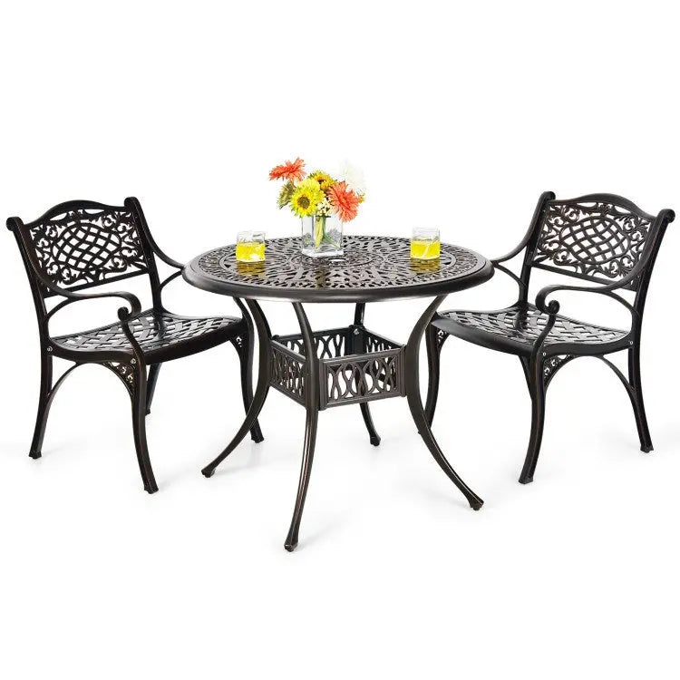 2-Piece Outdoor Cast Aluminum Chairs with Armrests and Curved Seats Doba