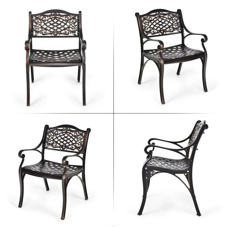 2-Piece Outdoor Cast Aluminum Chairs with Armrests and Curved Seats Doba