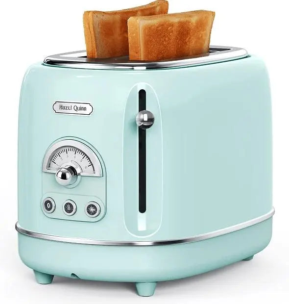 2 slice toaster SUS304 food grade 6 browning level stylish high lift bar 3 functions-thaw / reheat / cancel 1.5 inch super wide slot mint green Doba