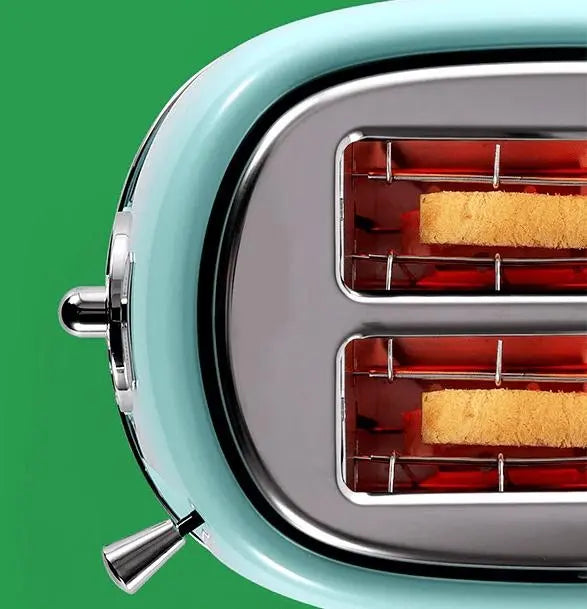 2 slice toaster SUS304 food grade 6 browning level stylish high lift bar 3 functions-thaw / reheat / cancel 1.5 inch super wide slot mint green Doba