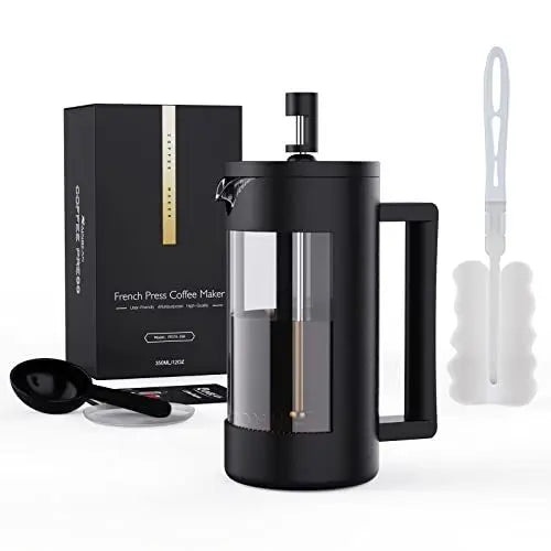 French Press Coffee Maker, Camping French Coffee Press Glass, Heat Resistant Thickened Glass Coffee Press, 100% BPA Free Prensa Francesa, Rust-Free and Dishwasher Safe(12 oz/21oz) Doba