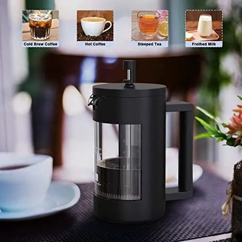 French Press Coffee Maker, Camping French Coffee Press Glass, Heat Resistant Thickened Glass Coffee Press, 100% BPA Free Prensa Francesa, Rust-Free and Dishwasher Safe(12 oz/21oz) Doba