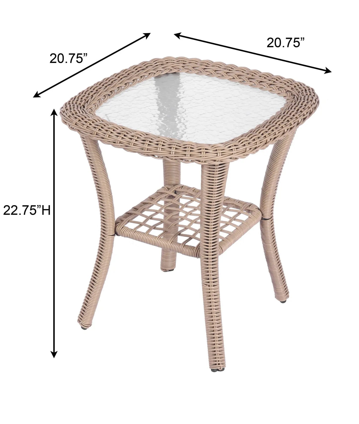 3 Pieces Outdoor Wicker Swive Rocking Chair Set, Patio Bistro Sets with 2 Rattan Rocker Chairs and Glass Coffee Table for Backyard Doba