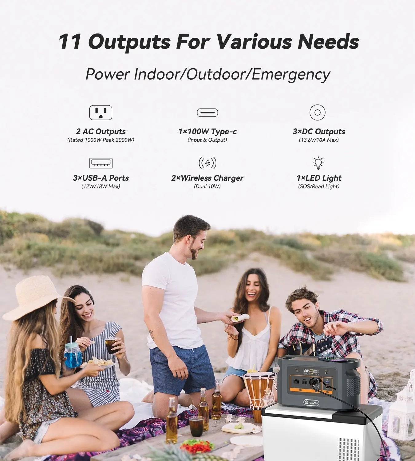 Solar Power Generators, 1008W Portable Power Station;  1008Wh/315000mAh LiFePO4 Battery Pack;  UPS Solar Generator With 1200W (Surge 2000W) AC Outputs;  100W USB-C;  Backup Power CPAP Battery Doba