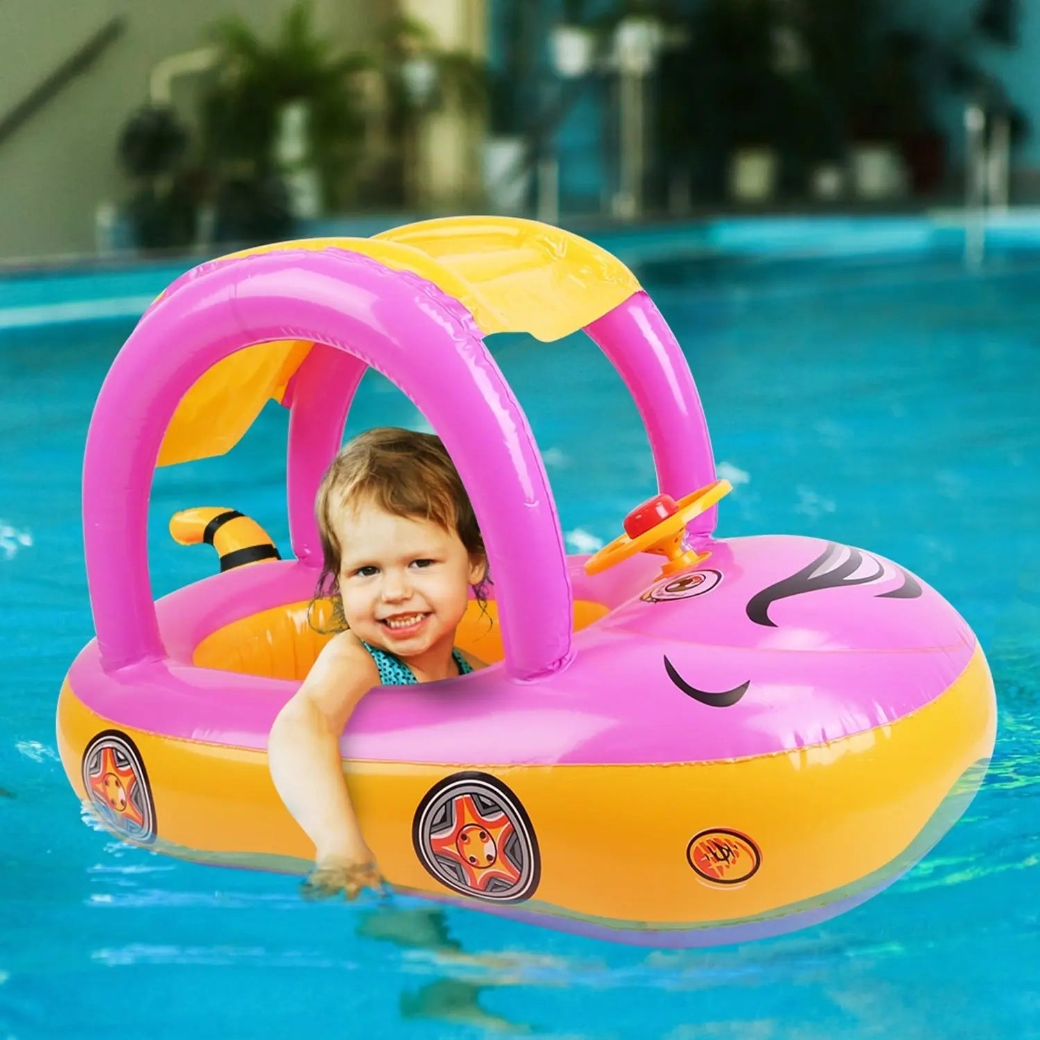 Baby Float Car Shaped Toddler Swimming Float Boat Pool Toy,  for 1-3 Year-Old Kids Infant Toddlers, Assembled): 85x52x54cm/33.46x20.47x21.26in Doba