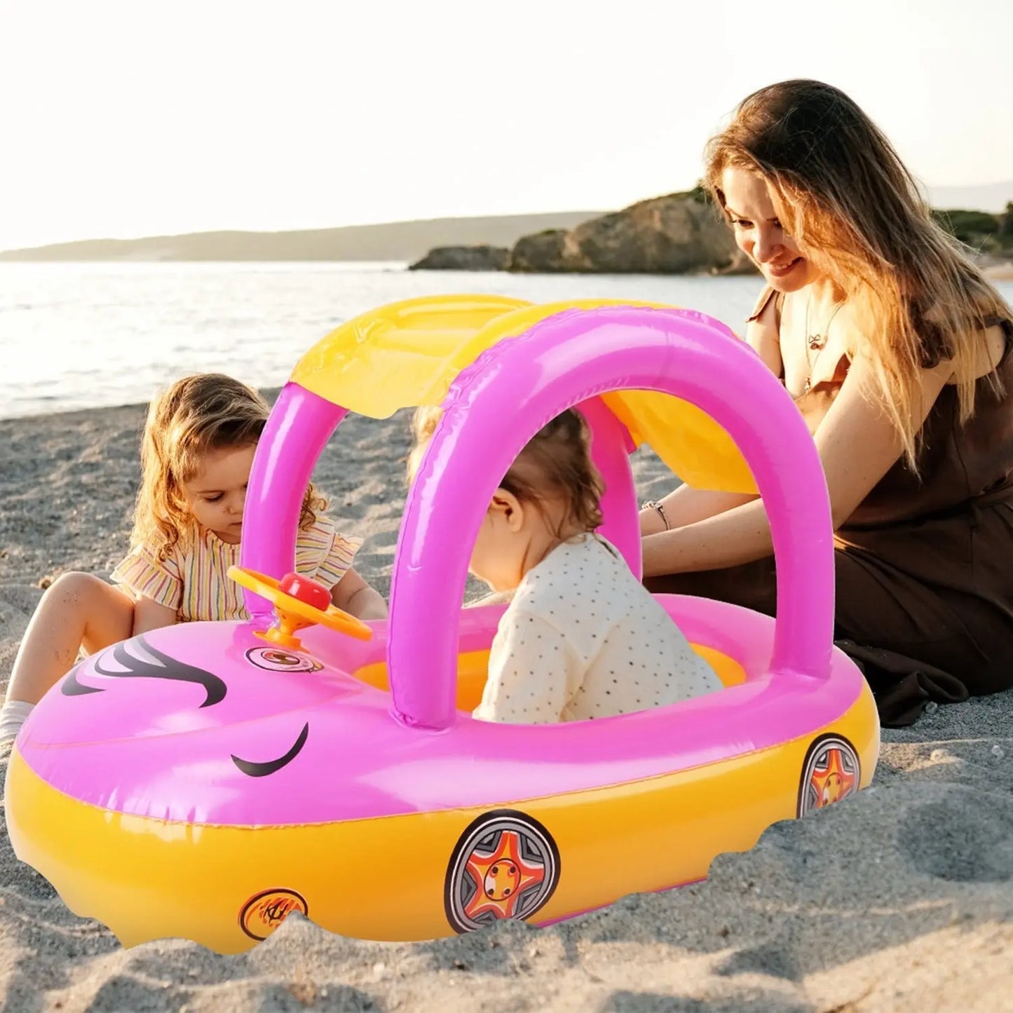 Baby Float Car Shaped Toddler Swimming Float Boat Pool Toy,  for 1-3 Year-Old Kids Infant Toddlers, Assembled): 85x52x54cm/33.46x20.47x21.26in Doba