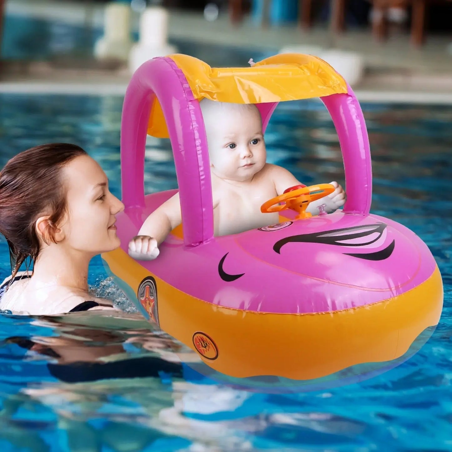 Baby Float Car Shaped Toddler Swimming Float Boat Pool Toy,  for 1-3 Year-Old Kids Infant Toddlers, Assembled): 85x52x54cm/33.46x20.47x21.26in Doba