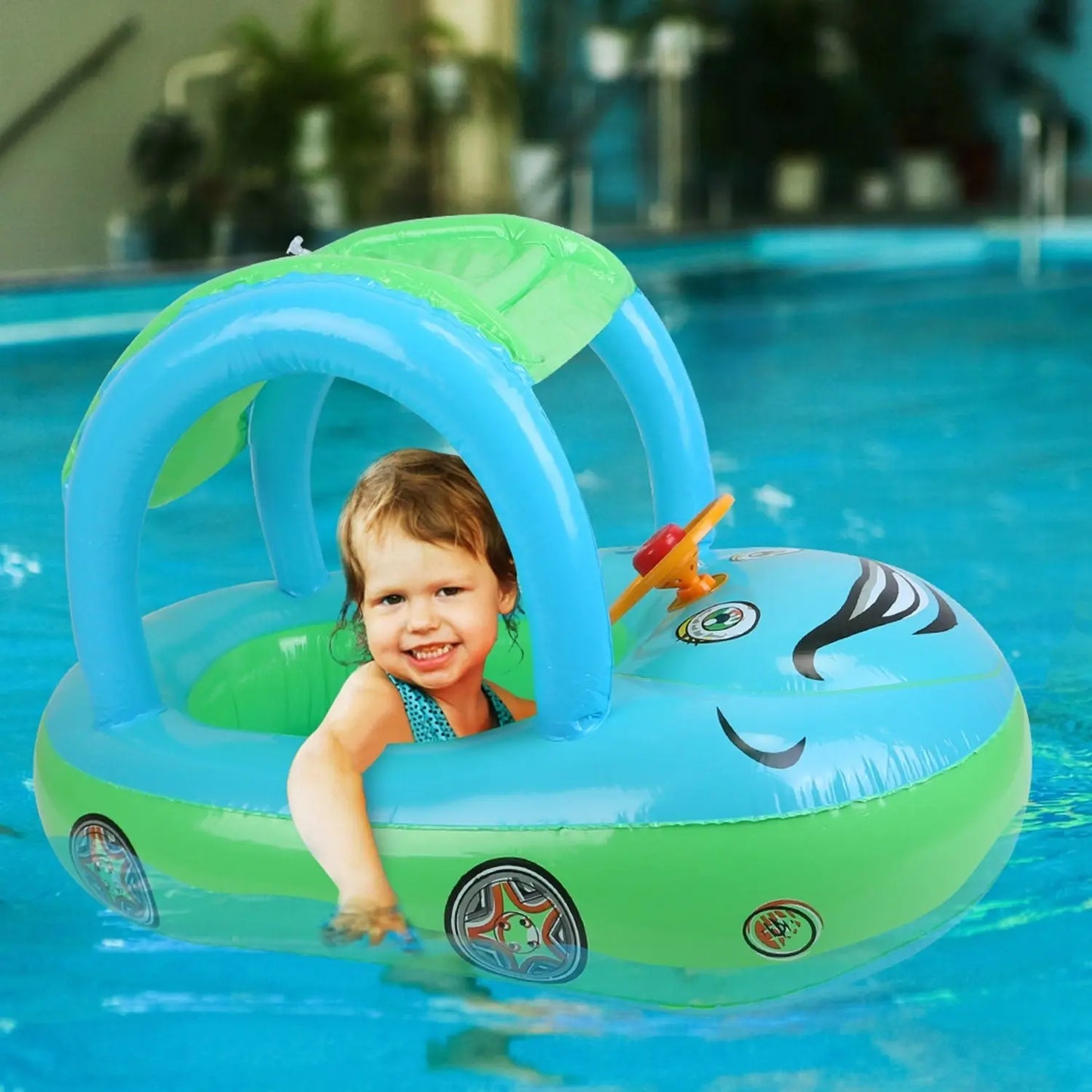 Baby Float Car Shaped Toddler Swimming Float Boat Pool Toy,  for 1-3 Year-Old Kids Infant Toddlers, Assembled): 85x52x54cm/33.46x20.47x21.26in Doba