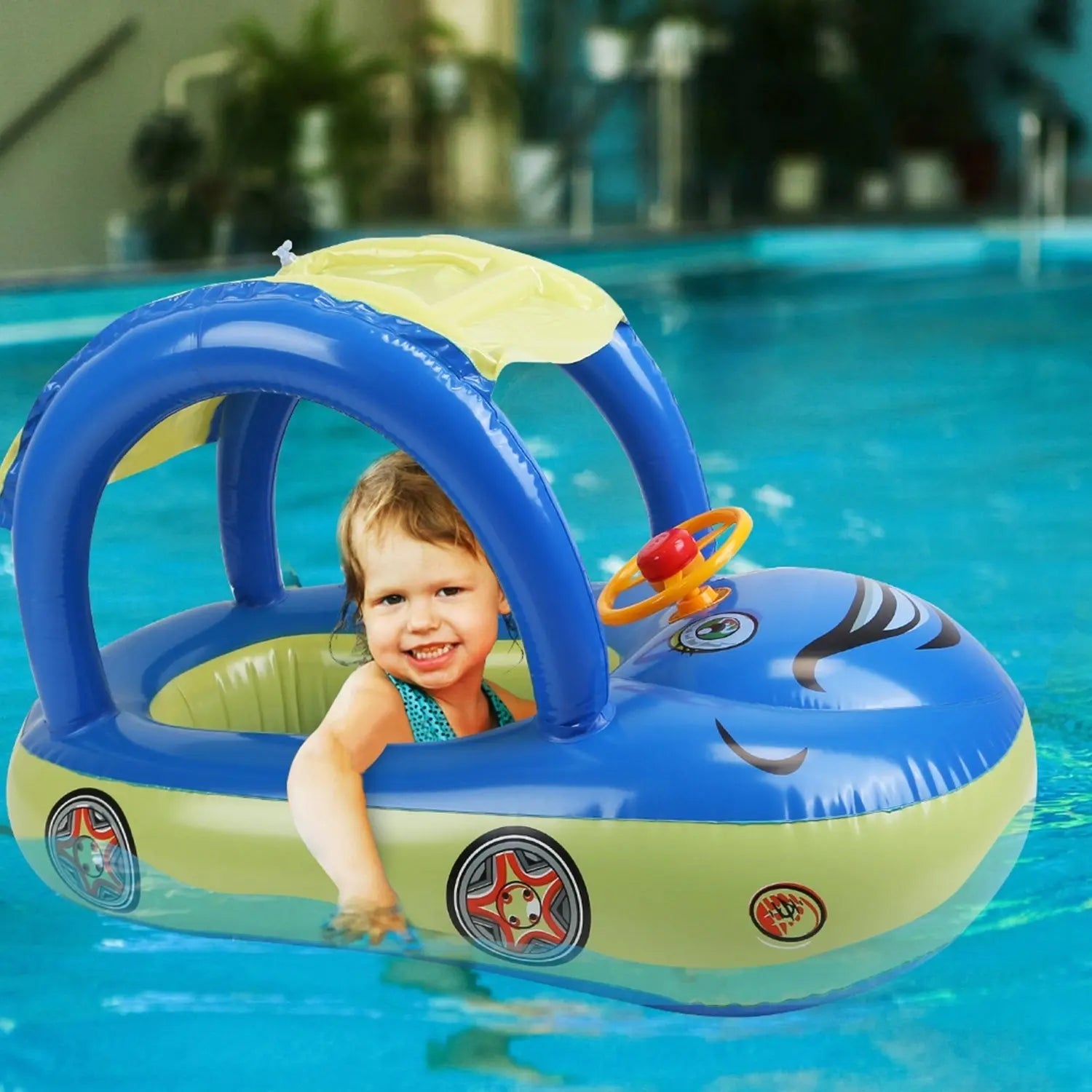 Baby Float Car Shaped Toddler Swimming Float Boat Pool Toy,  for 1-3 Year-Old Kids Infant Toddlers, Assembled): 85x52x54cm/33.46x20.47x21.26in Doba