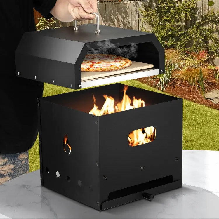 4-in-1 Outdoor Portable Pizza Oven with 12 Inch Pizza Stone Doba