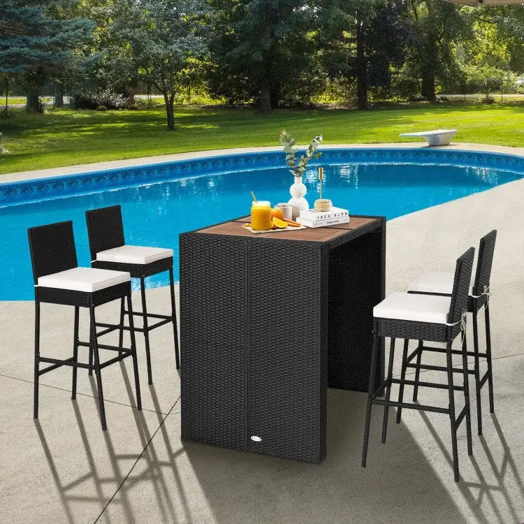 5 Pieces Patio Acacia Wood Dining Set Doba