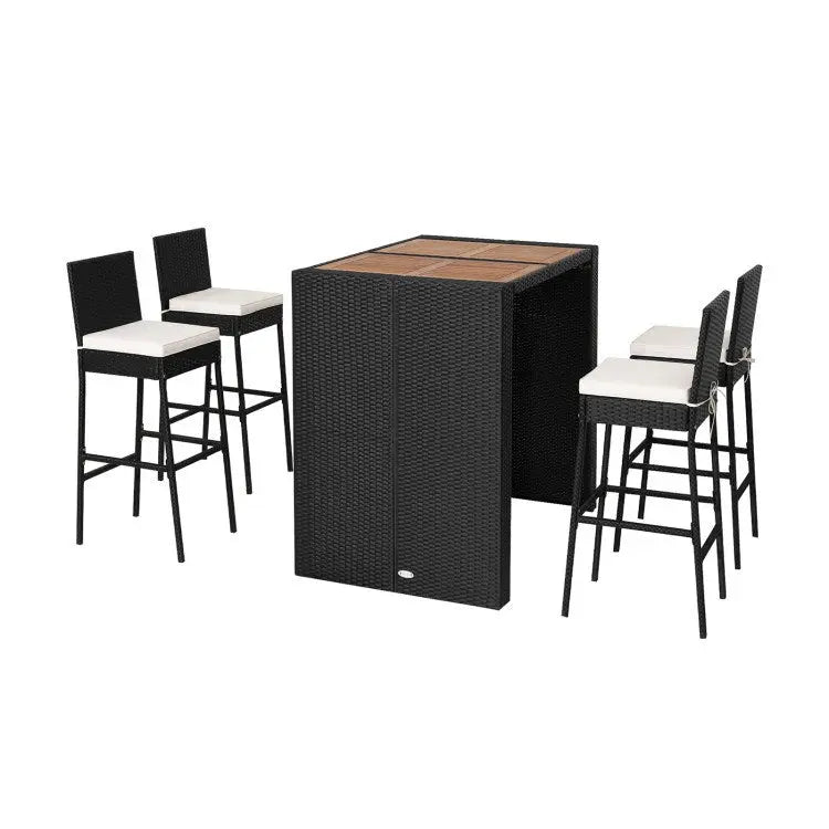 5 Pieces Patio Acacia Wood Dining Set Doba