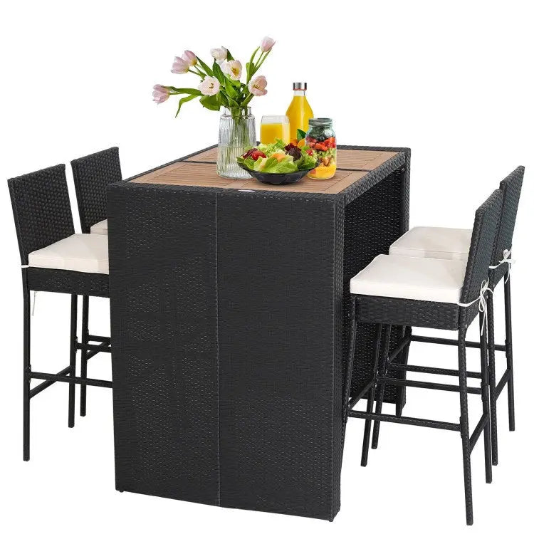 5 Pieces Patio Acacia Wood Dining Set Doba