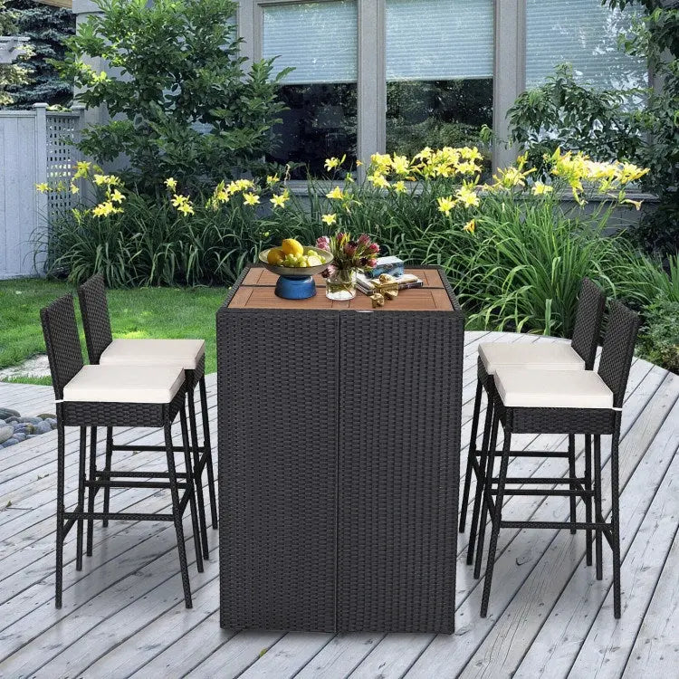 5 Pieces Patio Acacia Wood Dining Set Doba