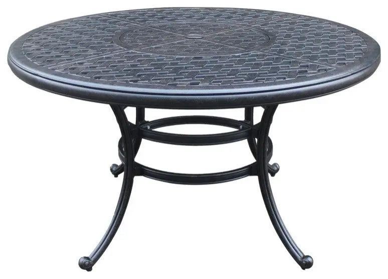 52 inch Cast Aluminum Round Dining Table, Dark Lava Bronze Doba