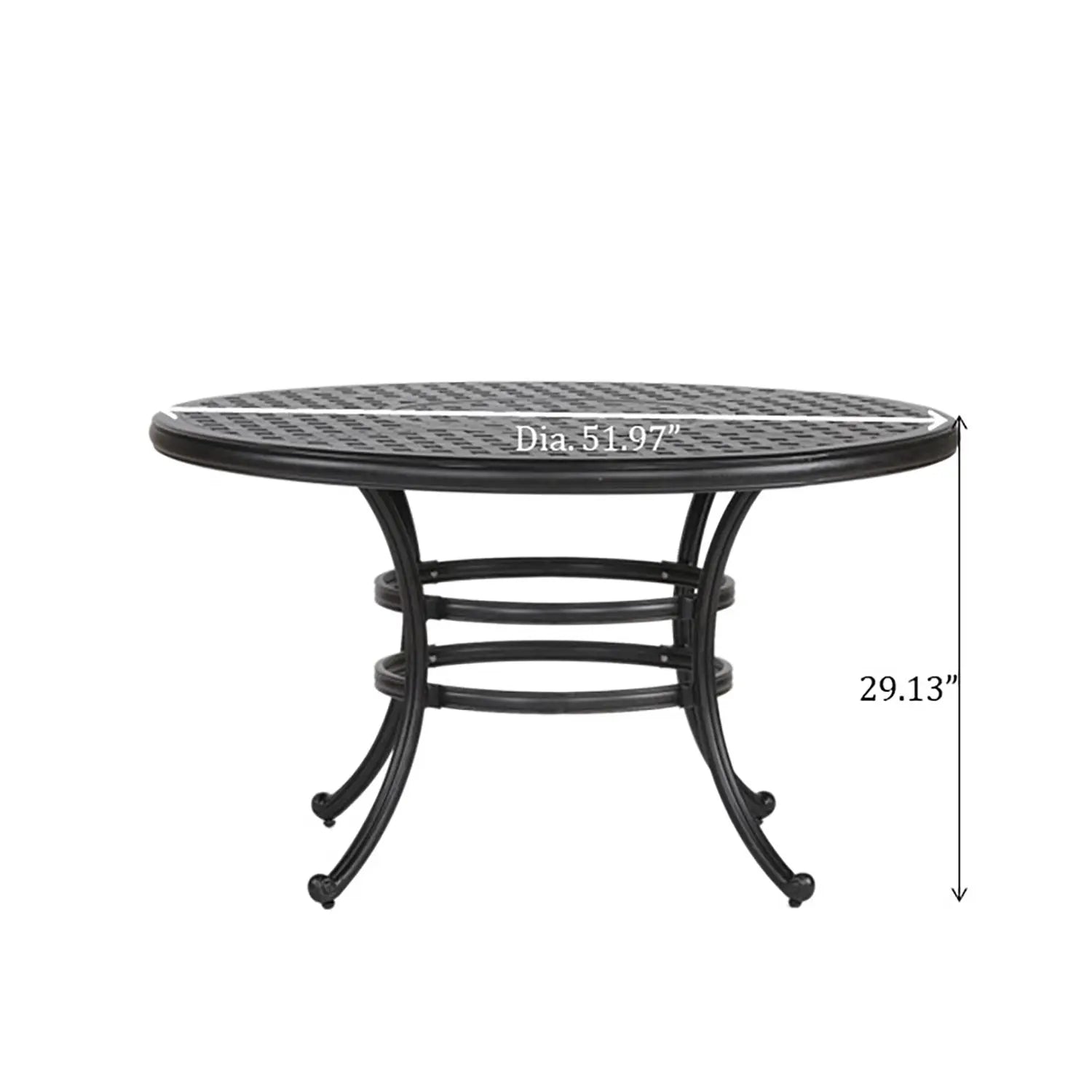 52 inch Cast Aluminum Round Dining Table, Dark Lava Bronze Doba