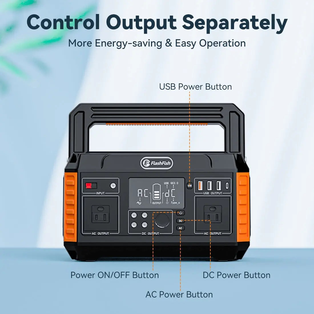 Solar Power Generator, 560W Flashfish Portable Power Station;  520Wh/140400mAh Solar Generator Backup Power with 2x110V/560W AC Outlets;  5xDC Output and 4xUSB Outputs;  Lithium Battery pack Lithium Battery Pack Doba