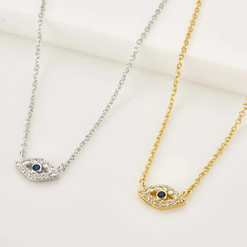 ANDYWEN Winter Sterling Silver Gold Evil Eye Huggies Hoop Necklace Clips American Roasting Company