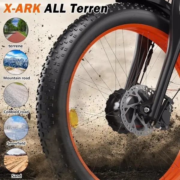 Adult 26" X-ARK 26inch Electric Bike 2000W Dual Motor Fat Tire 26x4 Mountain Bike Doba