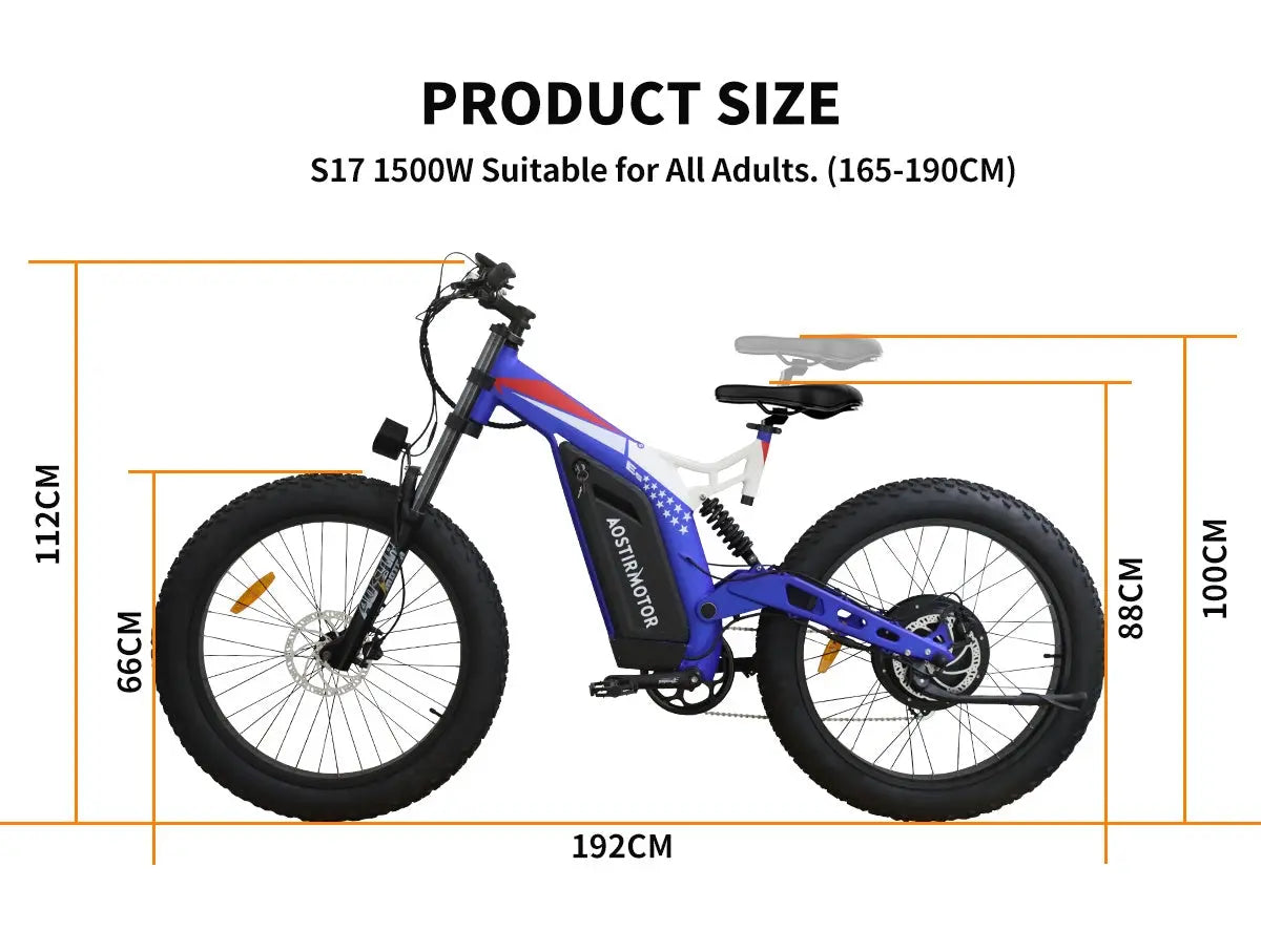 Adult, AOSTIRMOTOR 26" 1500W Electric Bike Fat Tire P7 48V 20AH Removable Lithium Battery for Adults S17-1500W Doba