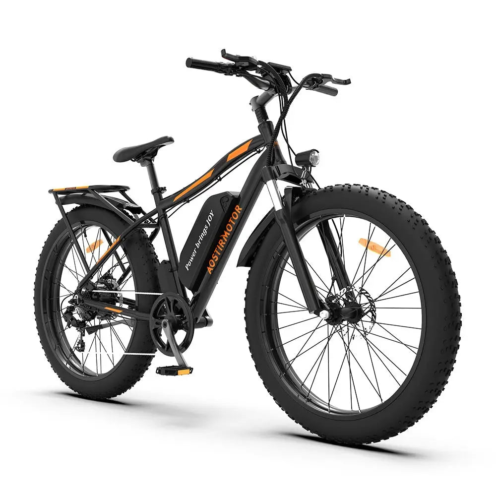 Adult, AOSTIRMOTOR 26" 750W Electric Bike Fat Tire P7 48V 13AH Removable Lithium Battery for Adults with Detachable Rear Rack Fender RT Doba