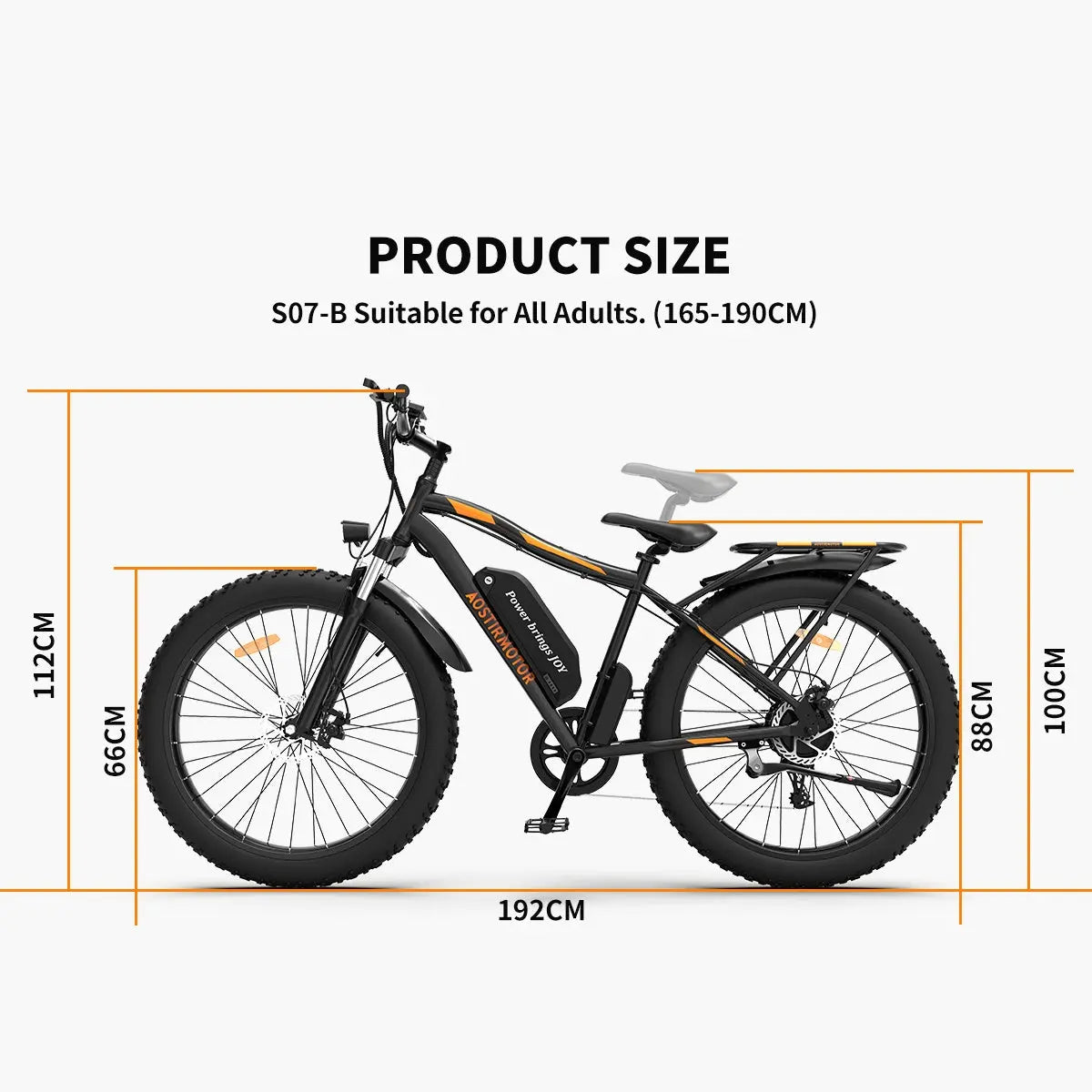 Adult, AOSTIRMOTOR 26" 750W Electric Bike Fat Tire P7 48V 13AH Removable Lithium Battery for Adults with Detachable Rear Rack Fender RT Doba