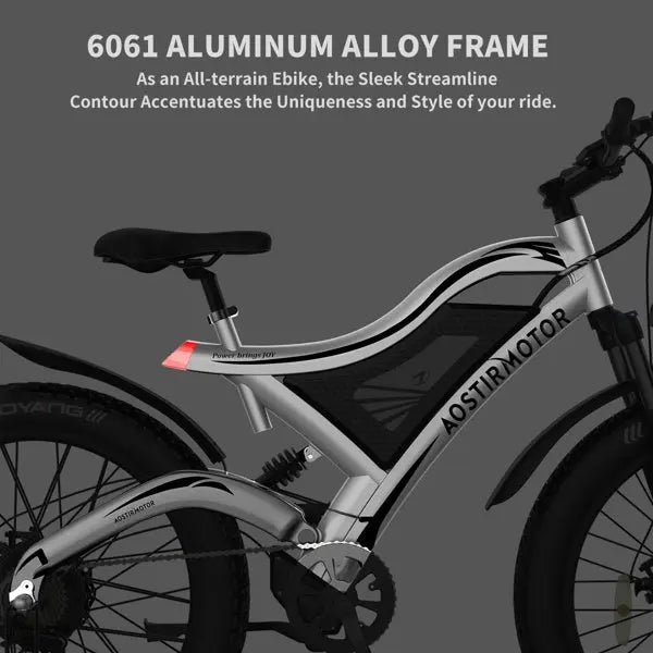 Adult, Aostirmoter, 26" 750W. Electric Bicycle  Electric Mountain Bike; All Terrain e-bike Ebike 48V 15AH ; S18 Dark Grey Doba