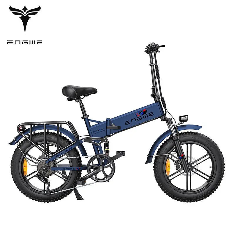 Adult, ENGWE ENGINE Pro 48V16Ah Fat Tire 750W Electric Bike Hydraulic Oil Brake Mountain Electric Folding Bicycle (Gray, Blue or Black) Doba