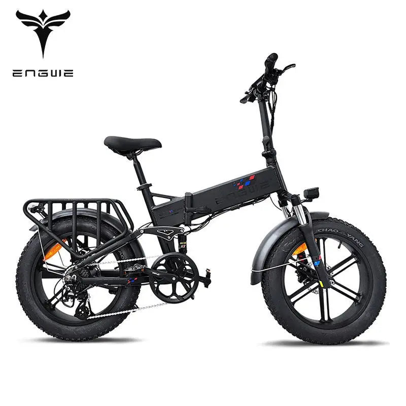 Adult, ENGWE ENGINE Pro 48V16Ah Fat Tire 750W Electric Bike Hydraulic Oil Brake Mountain Electric Folding Bicycle (Gray, Blue or Black) Doba