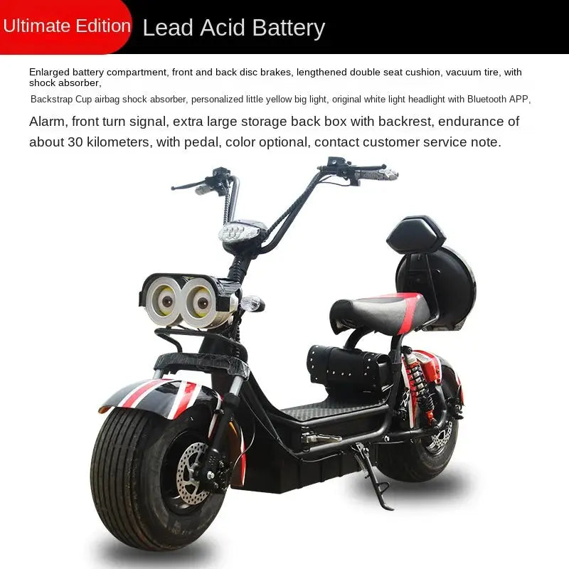 Adult,  Electric Vehicle Large Wide Tire Adult Scooter Two-Wheel off-Road Vehicle Battery Car Pedal Motorcycle Sports Car - American Roasting Company