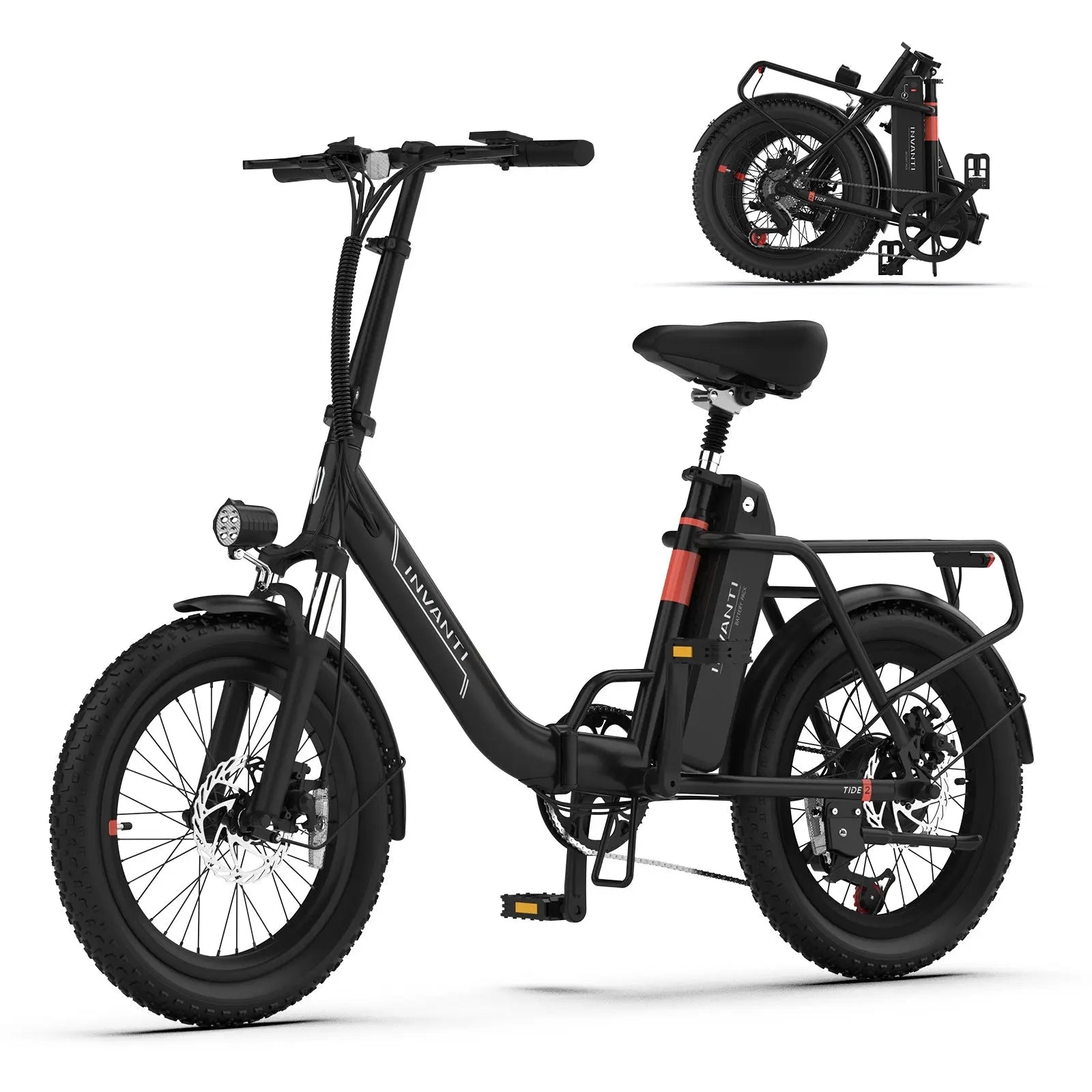 Adult, Inavanti Shimano Electric Bicycle, EB11 Electric Bike  500W Folding Bike 48V 10.4AH 7S Shimano Electric Bicycle (Black or White) Doba