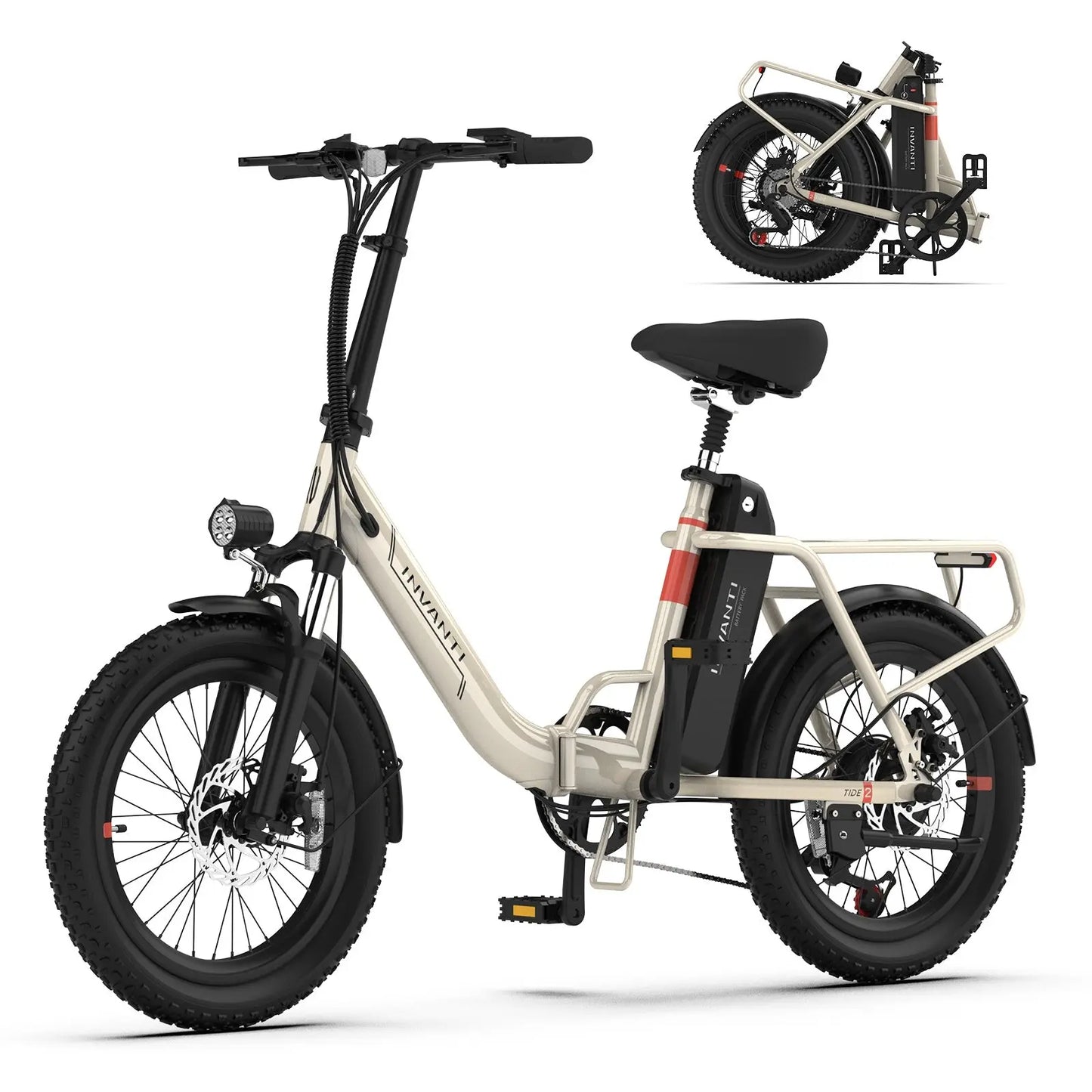 Adult, Inavanti Shimano Electric Bicycle, EB11 Electric Bike  500W Folding Bike 48V 10.4AH 7S Shimano Electric Bicycle (Black or White) Doba