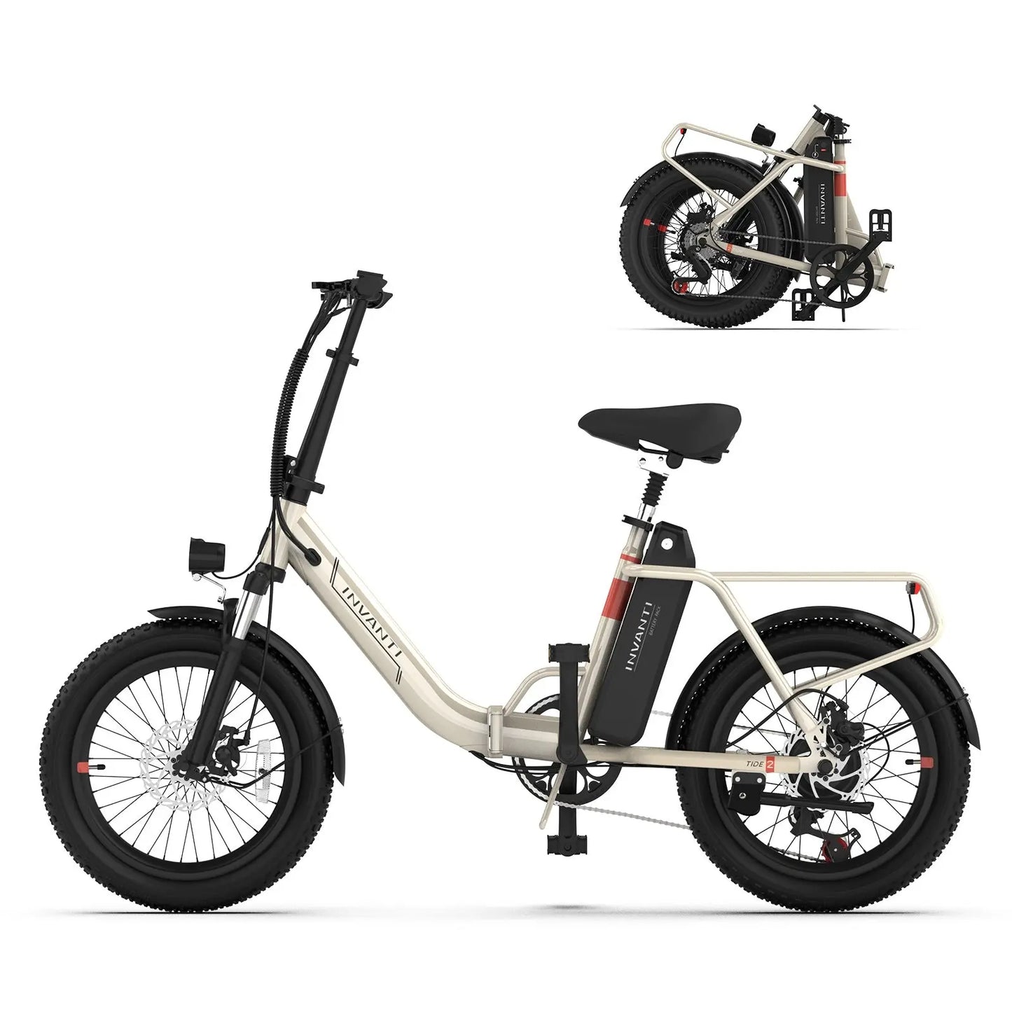 Adult, Inavanti Shimano Electric Bicycle, EB11 Electric Bike  500W Folding Bike 48V 10.4AH 7S Shimano Electric Bicycle (Black or White) Doba