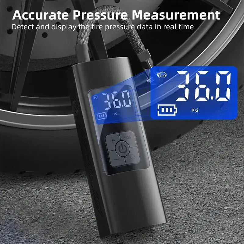 Air Pumps, 12000mAh Car Electrical Air Pump Portable Wireless Compressor Tire Inflatable deflate Inflator LED USB Charge Motorcycle Bike Doba