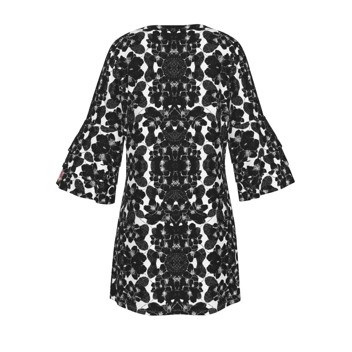 All-Over Print Women's Stacked Ruffle Sleeve Dress Yoycol